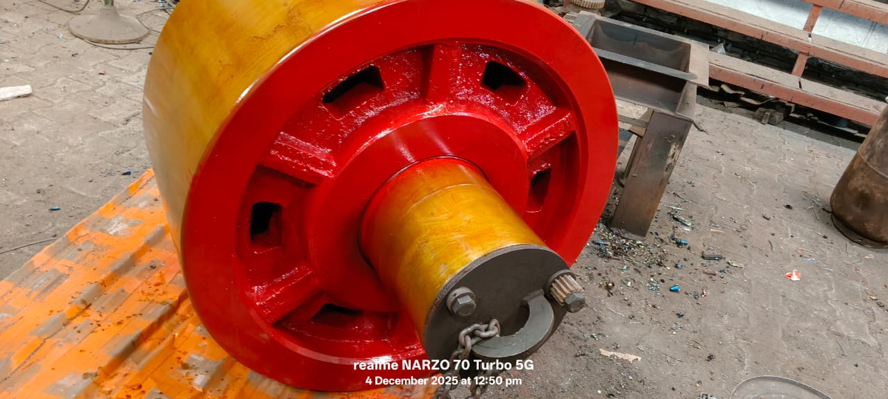 100 TPD kiln support roller solid type with shaft ready stock manufacturing by OP Engineering Group Ghaziabad India